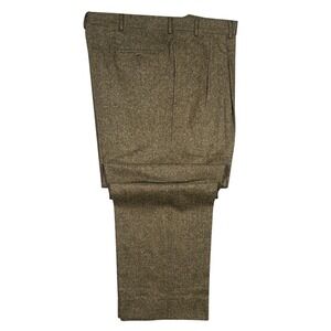 Vintage Irvine Park Dress Pants Mens 44-XL Olive Green Wool Cashmere Tweed
